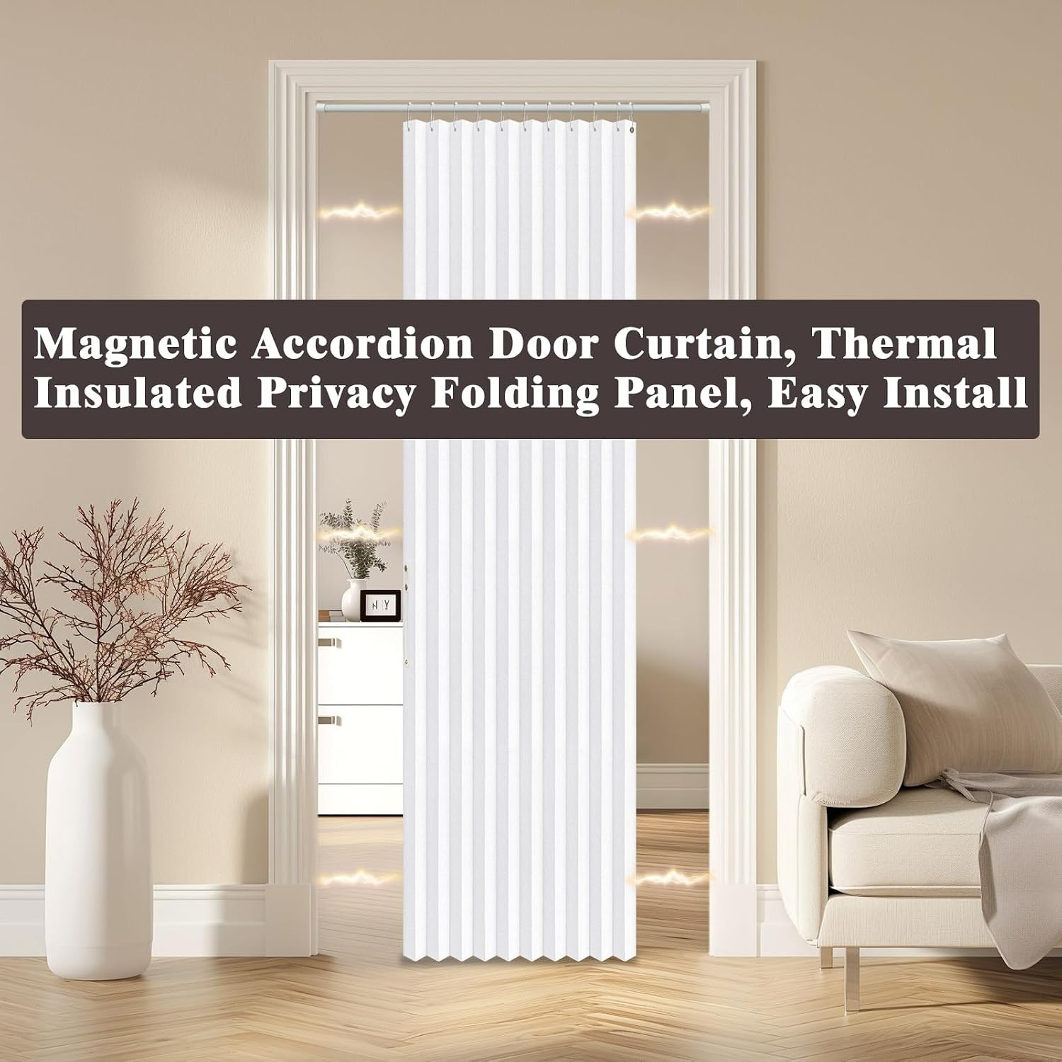 Customizable Accordion Blackout Curtain – 42″W x 78″L, Easy Install & Clean