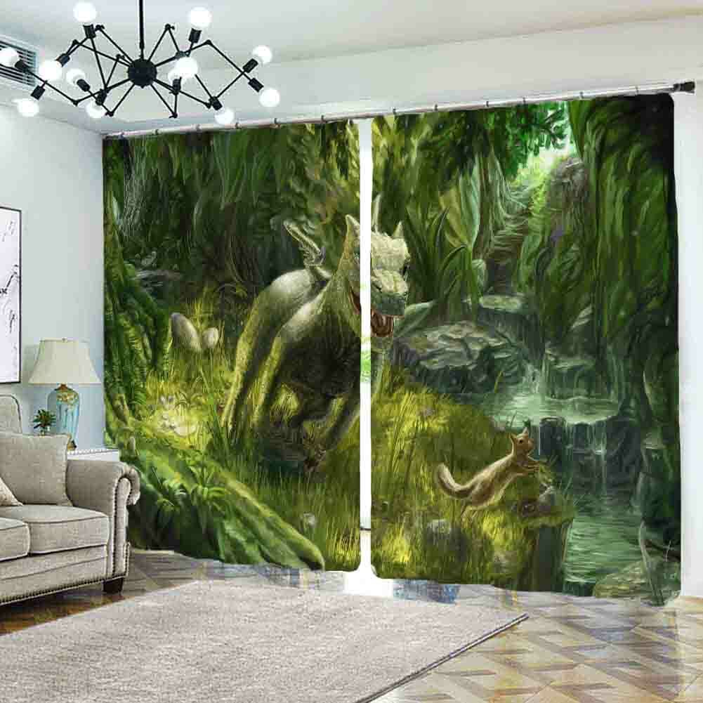 Image Learning Grass 3D Curtain Blockout Photo Printing Curtains Drape Fabric