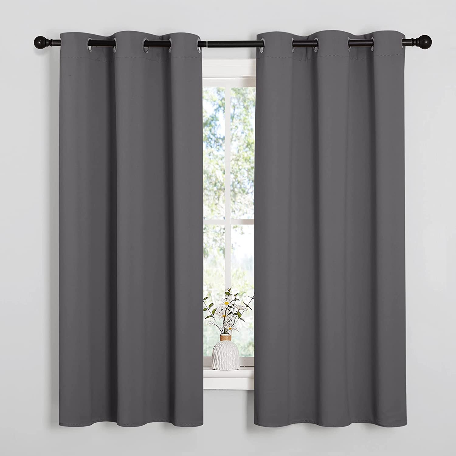 NICETOWN Thermal Insulated Grommet Blackout Curtains for Bedroom (2 Panels, W42