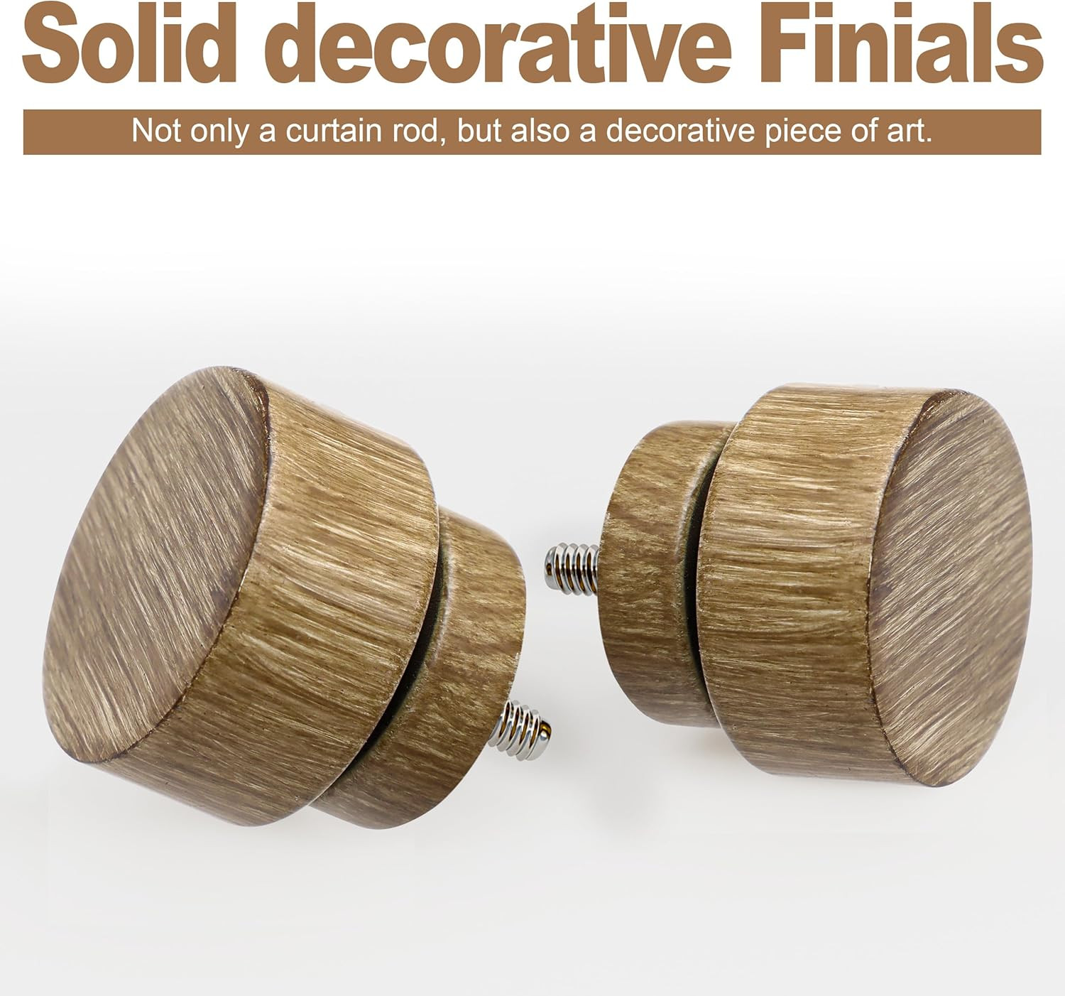 2 Pack Adjustable Weathered Wood Curtain Rods 72-144″ for Home Decor