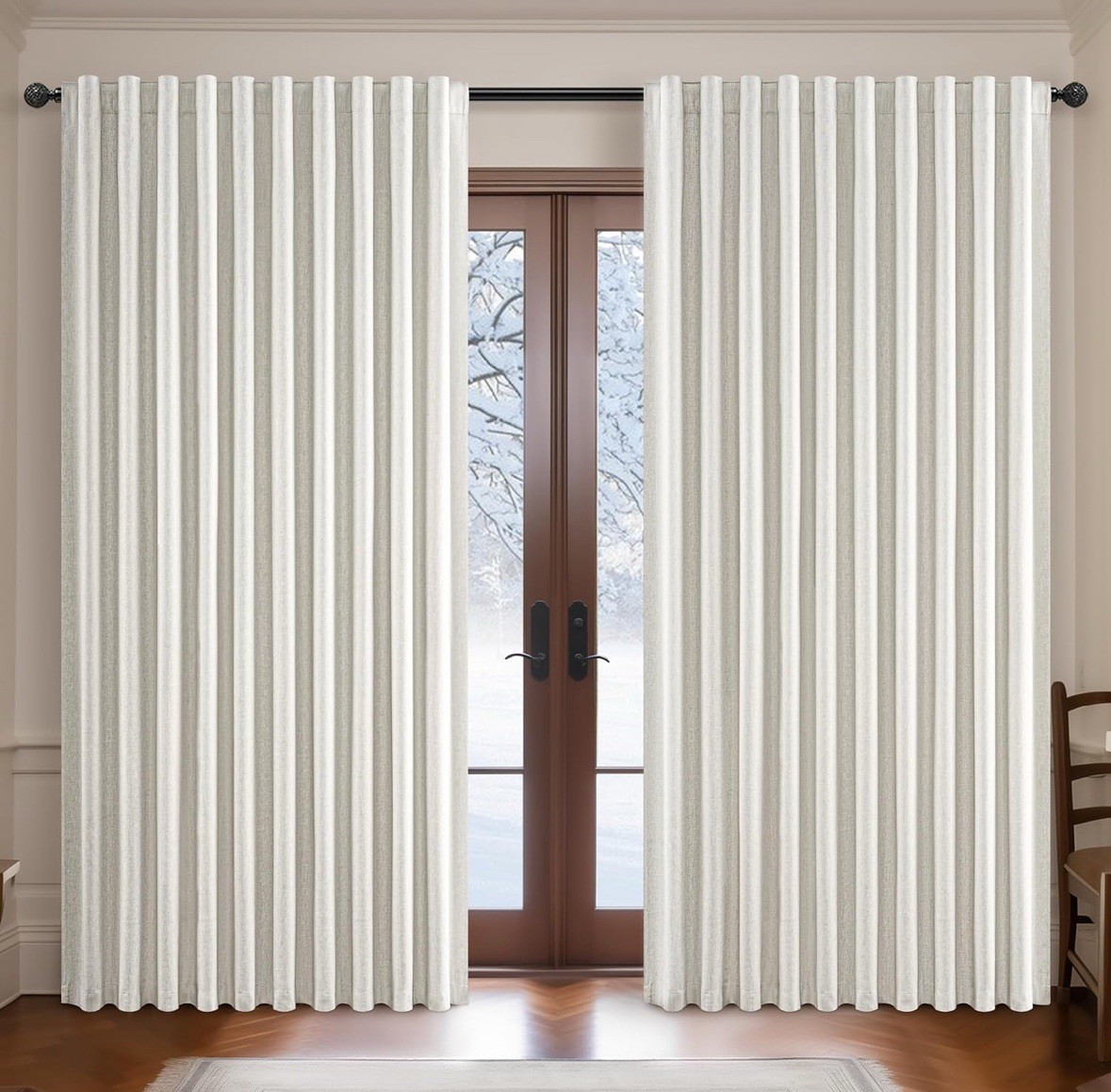 Extra Wide 60×102 Thick Linen Blend Blackout Curtains