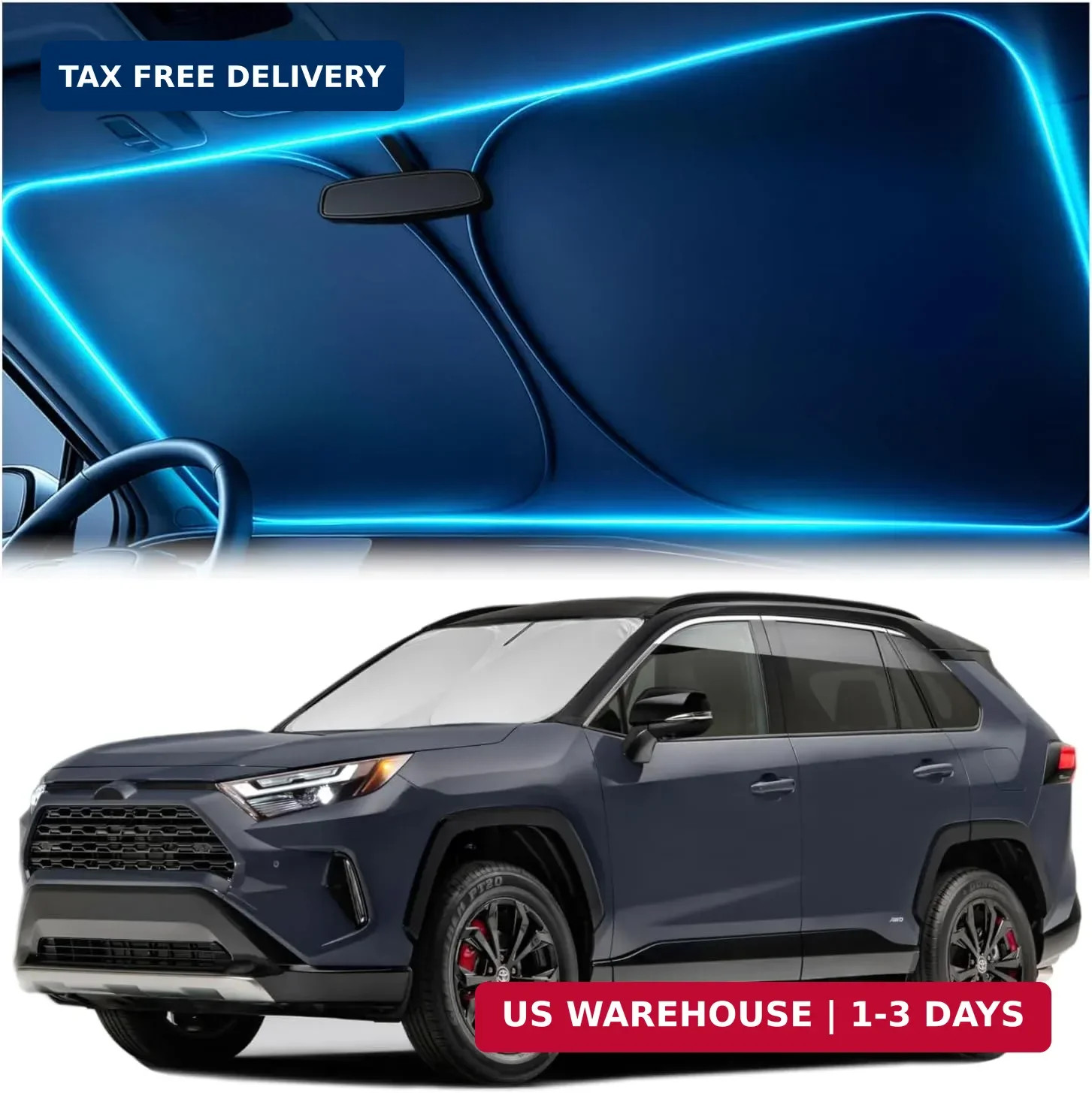 Windshield Sun Shade for Toyota RAV4 2019 2020 2021 2022 2023 2024 2025 – Custom