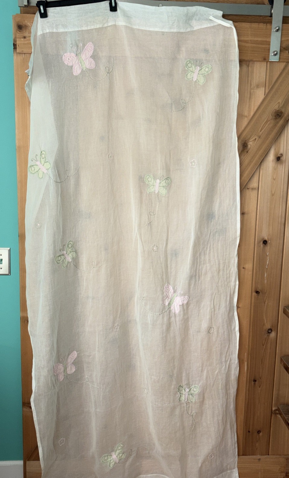 Pottery Barn Kids One Sheer Butterfly Curtain Panel 42 X 80 Inches Ivory