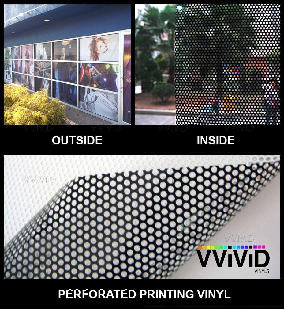 One-Way Perforated Vinyl Privacy Window Film Adhesive 0.5ft x 54″, White