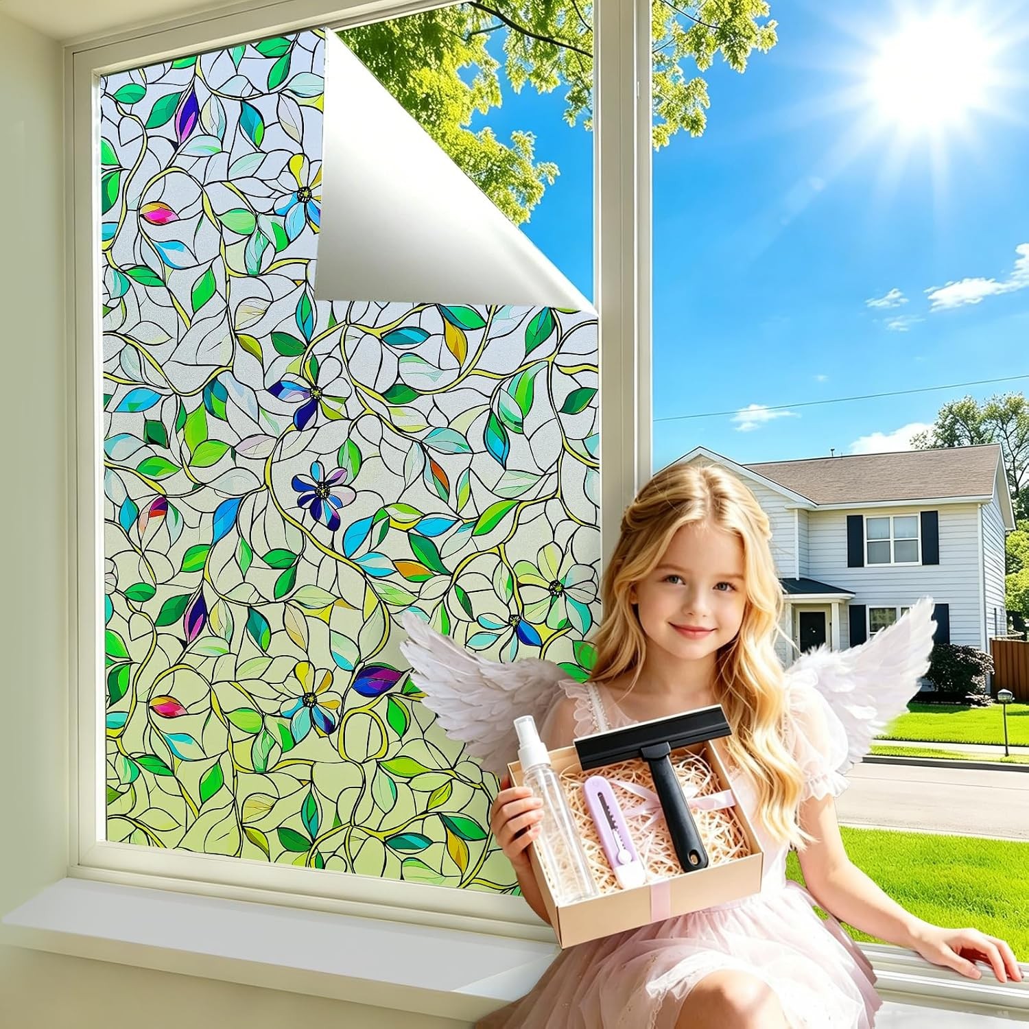All-in-One Upgraded Window Privacy Film Tint for Home, Reflective Heat Sun Block
