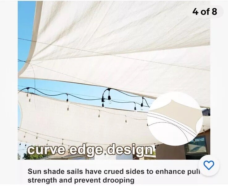 SUNLAX Sun Shade Sail,10’x8″ Beige Rectangle Canopy UV Blocking