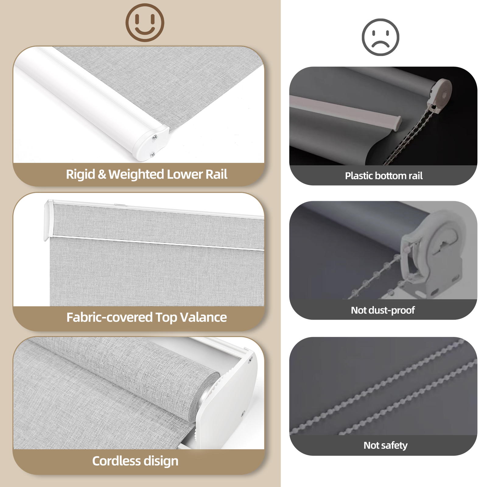 Changshade CUSTOM CUT Window Blind Roll-up Blinds Cordless Blackout Roller Shade