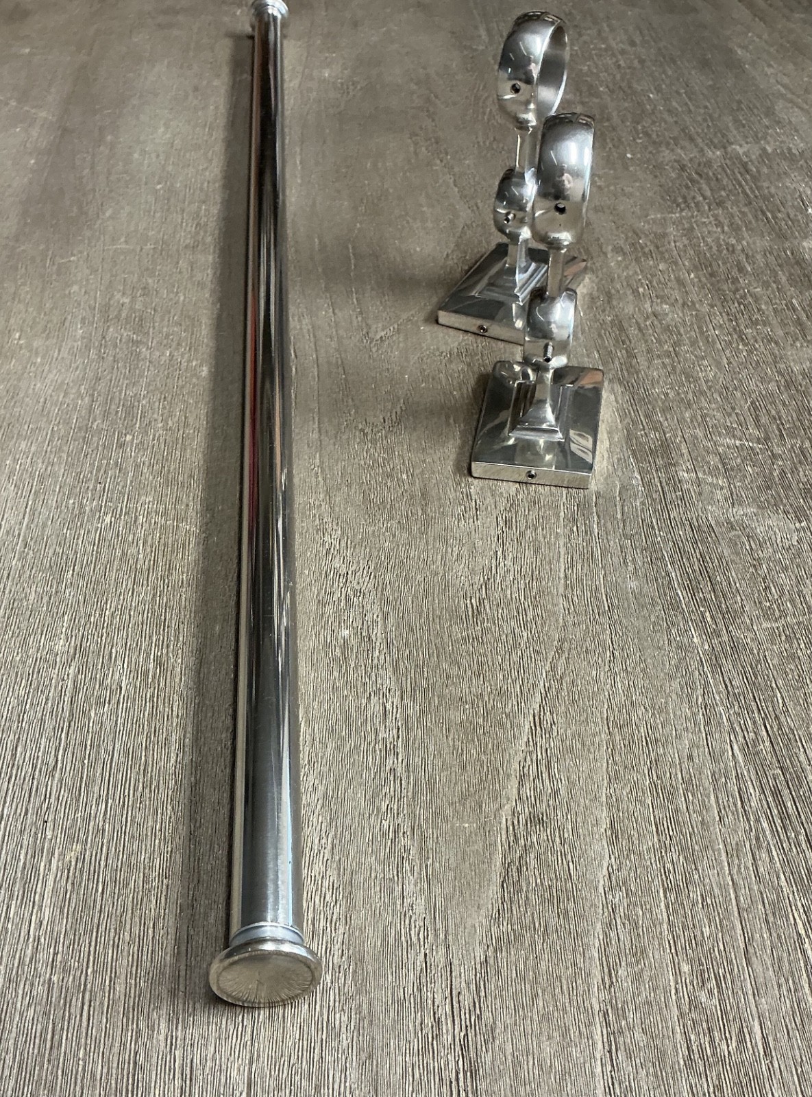 Restoration Hardware Silver Rectangle Estate Double Rod Conversion Kit Medium