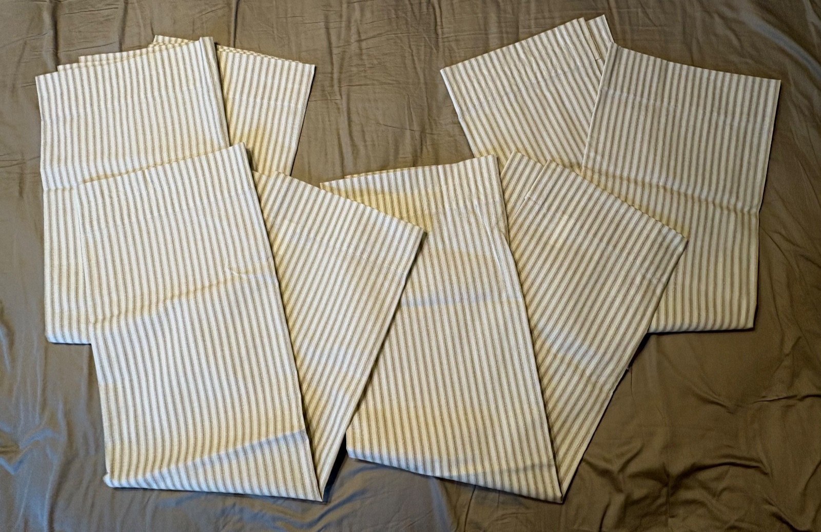 Country Curtains Ticking Stripe Natural, rod pocket, 1 long pair 2 short pairs