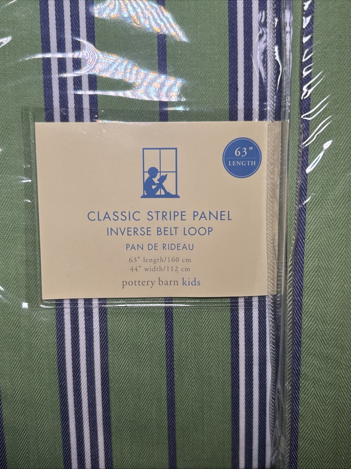 2 GREEN Pottery Barn Kids Classic Stripe Panel Inverse Belt Loop 63″ L / 44″W