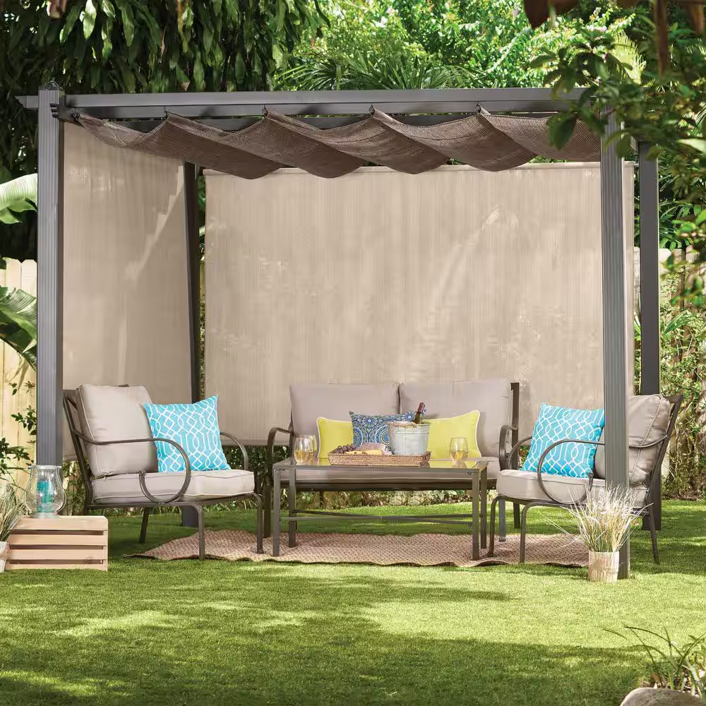 Champagne Cordless 95% UV Blocking Fade Resistant Fabric Exterior Roller Shade 9
