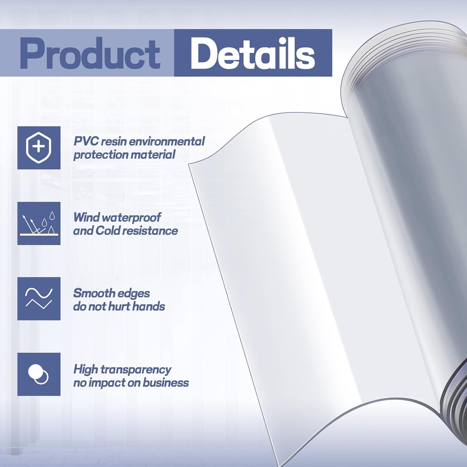 Plastic Strip Door Curtain Kit 0.08” Winter Thickness PVC Freezer Door Curtain