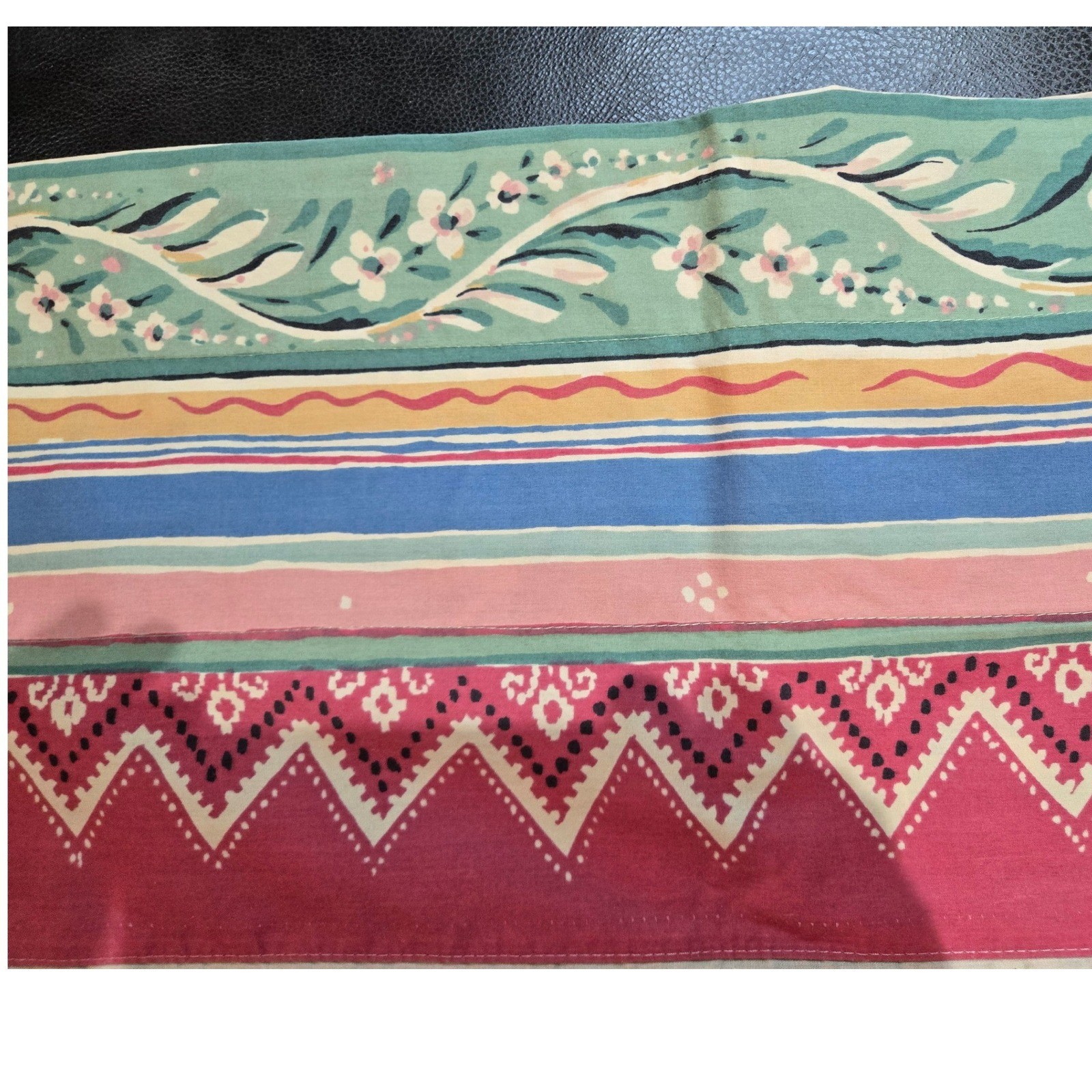 Unbranded Floral Valance Green Pink Vintage Cottagecore 26×18 Good