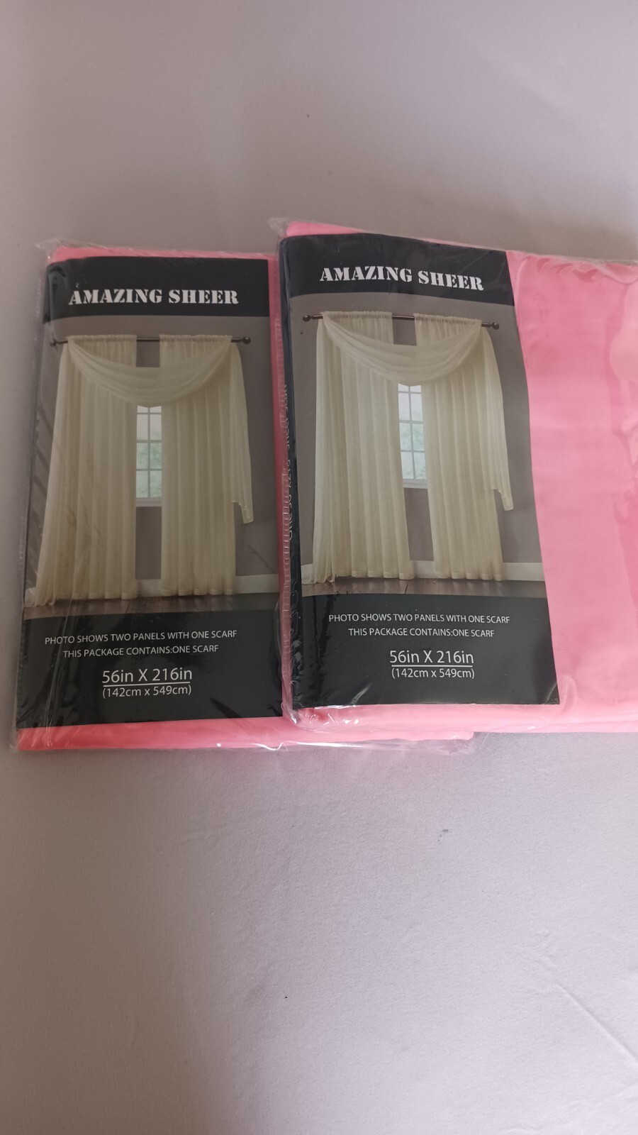 Empire Home 216″ Long Sheer Curtain Valance Window / Scarf Color Pink