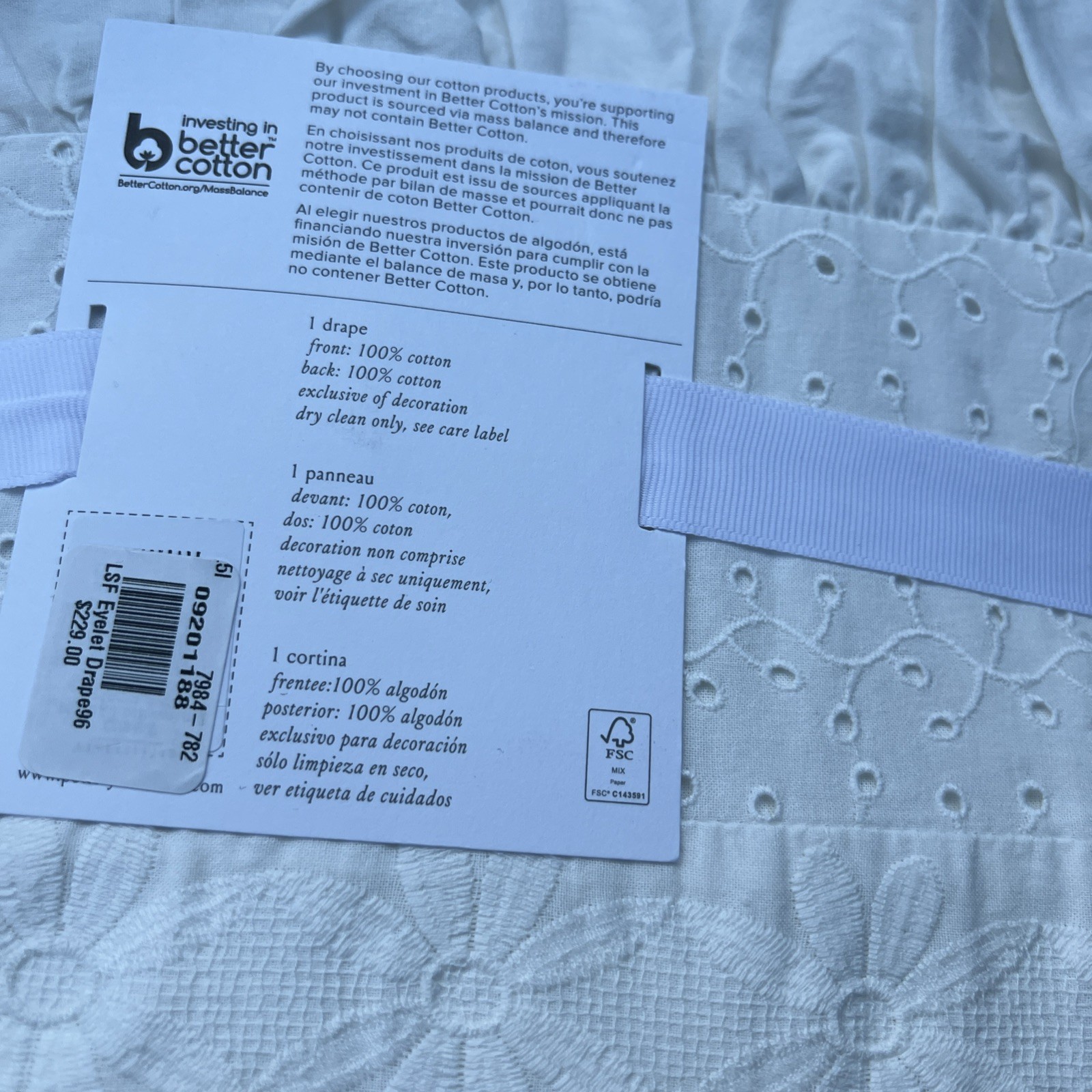 New OnePottery Barn Teen LoveShackFancy Eyelet Curtain drape 48 X 96 NWT WHITE