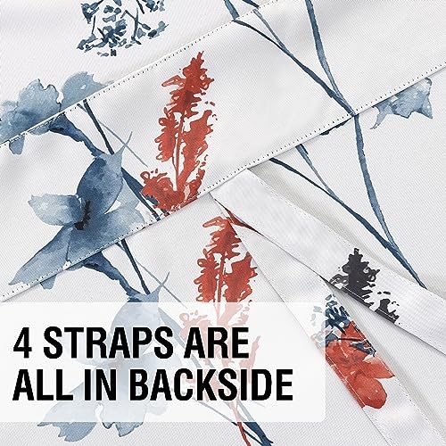 Double Sided Floral Pattern 42″W x 63″L (Pack of 1) Reversible in Blue/Coral