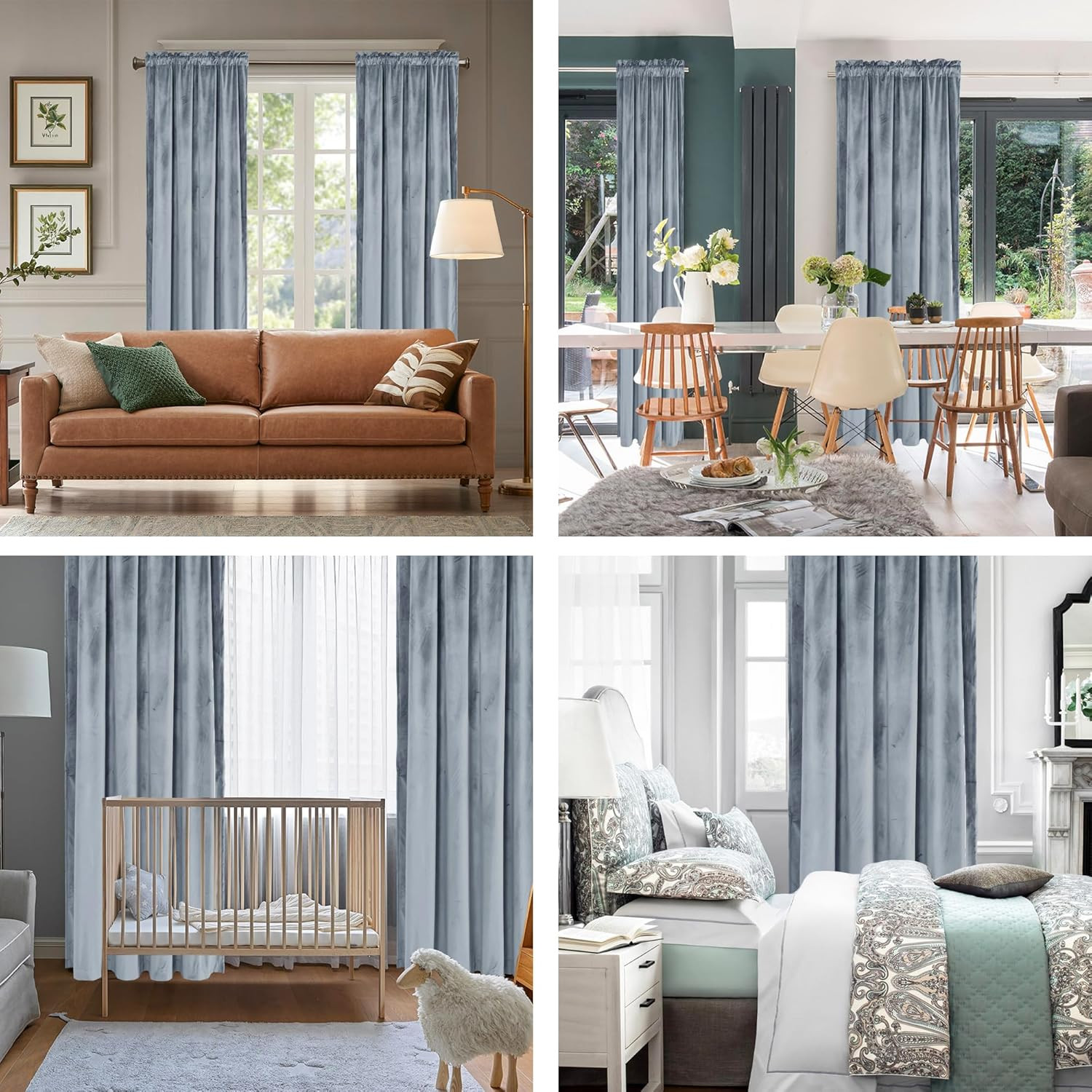 Velvet Curtains 108 Inches-Blackout Thermal Insulated Solid Soft Curtains for Be