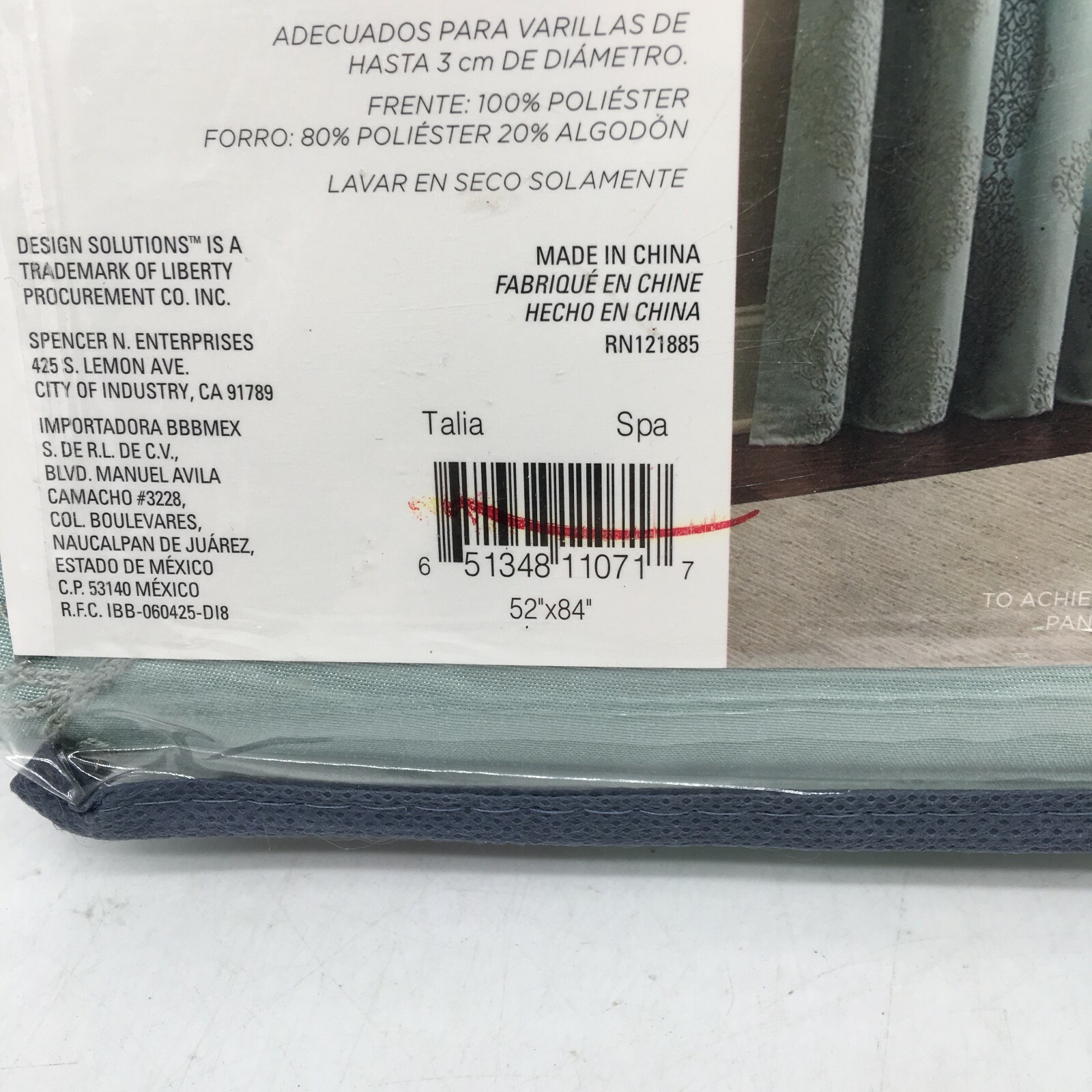 Design Solutions Green Minimal Room Darkening Rod Pocket Backtab Panel 52X84