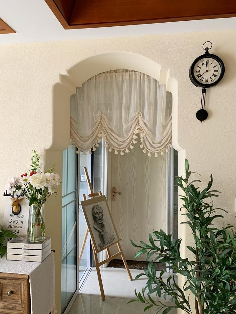 Farmhouse Style Adjustable Balloon Curtain Linen Tie Up Shade Curtain Light F…