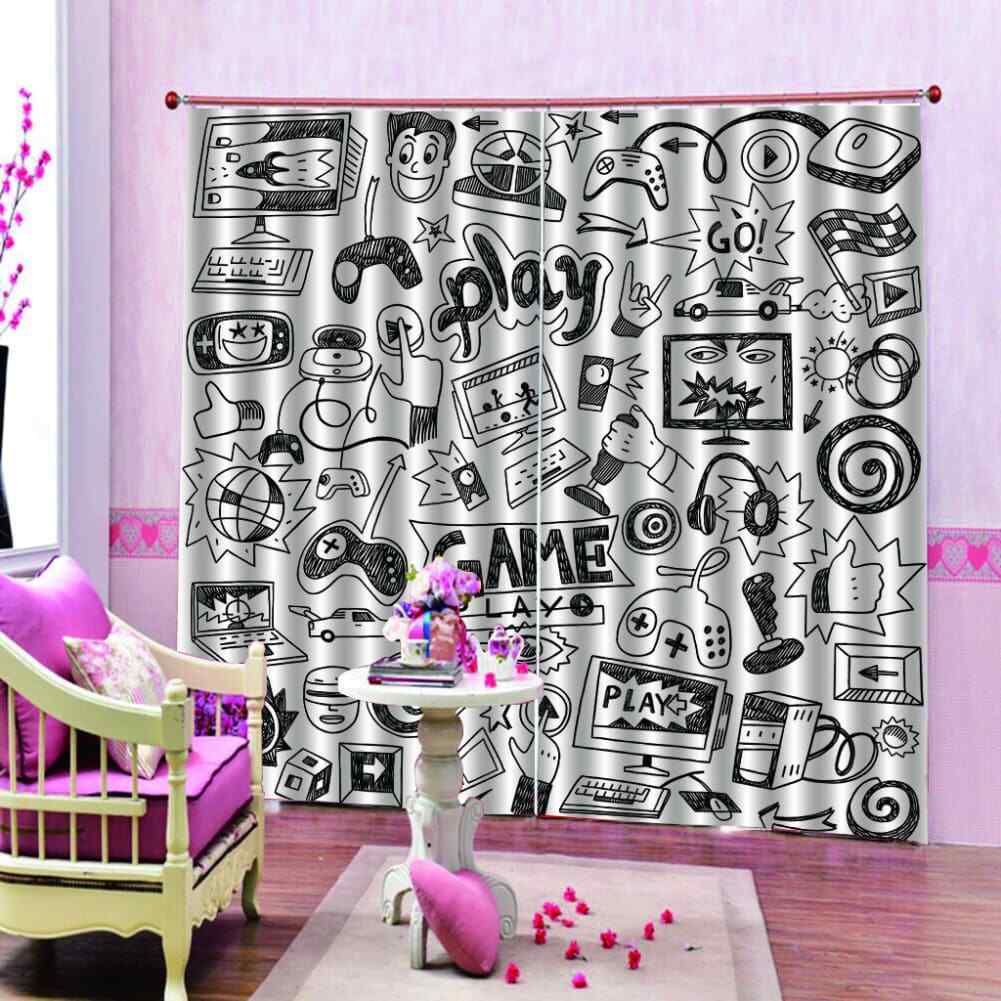 Daily recreational activities Printing 3D Blockout Curtains Fabric Window