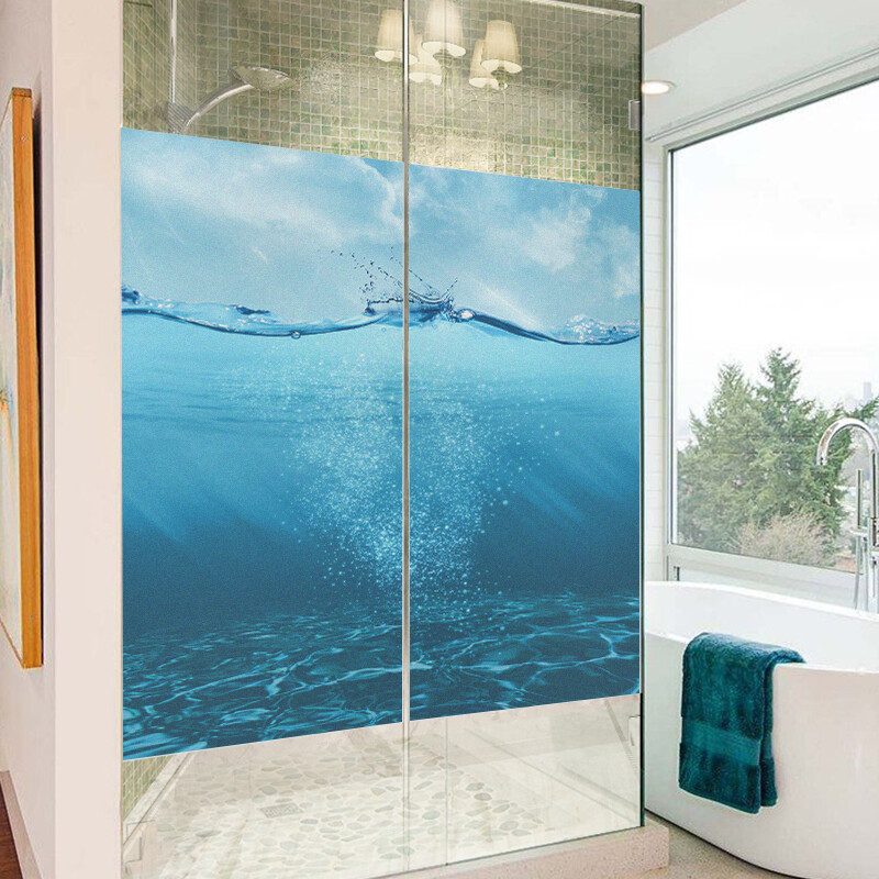 New Ocean Underwater Static Clings Frosted Glass Stained Window Sticker Film