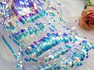 Gorgeous Iridescent Fringe Tinsel Streamers, 2 Pack of 3.3X 3.3 ft Neon