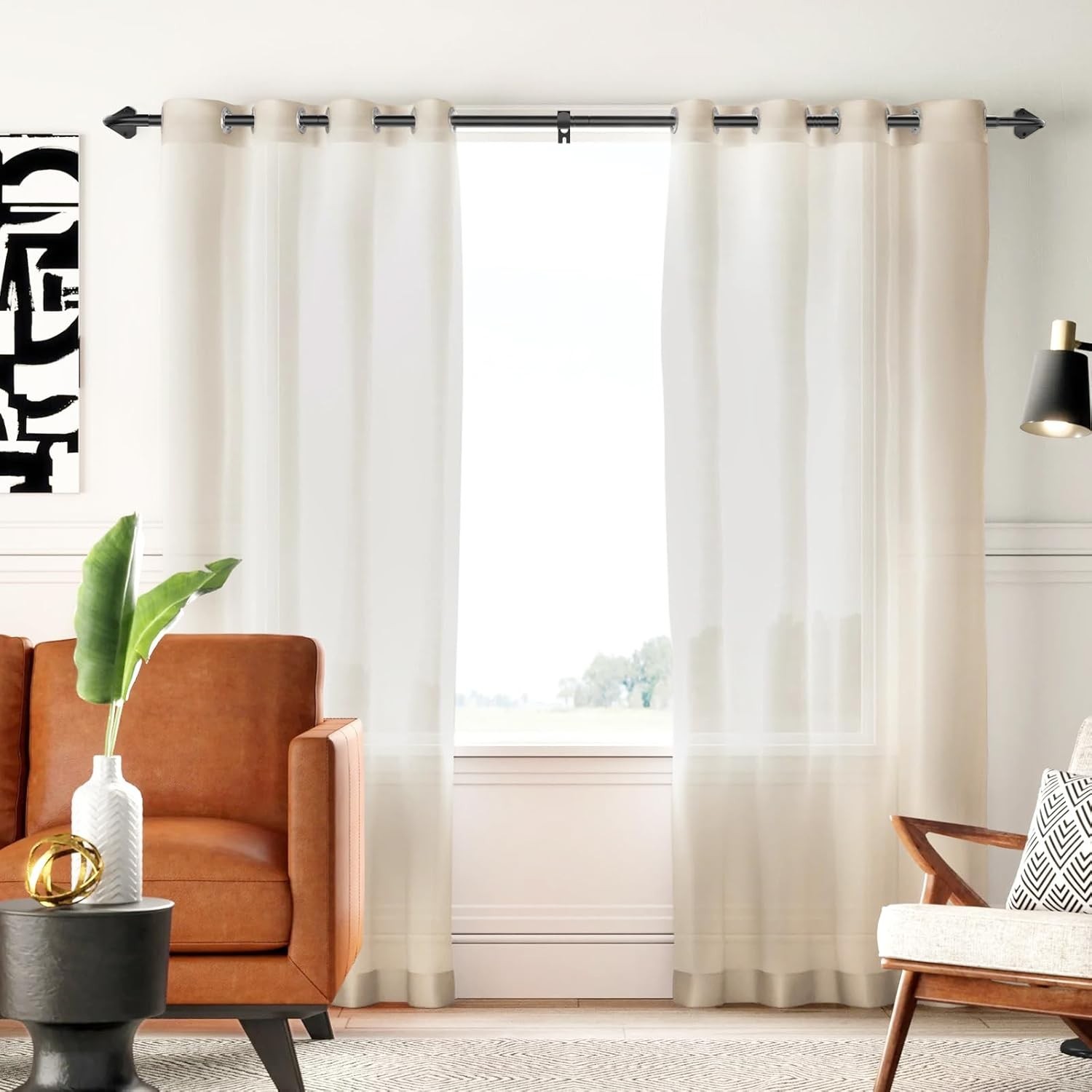 Black Wrap around Curtain Rods for Windows 28 to 48 Inch, 5/8 Inch