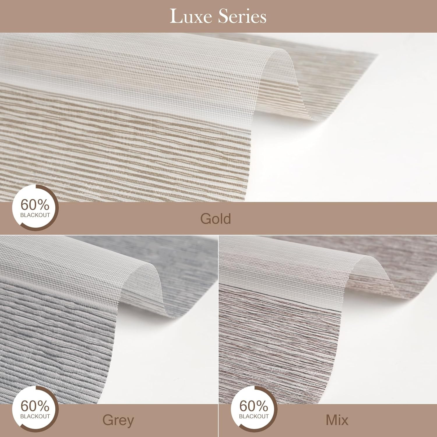 Motorized Zebra Blinds Fabric Sample，60%,85%,90% 99% Blackout Fabric Sample, Lig