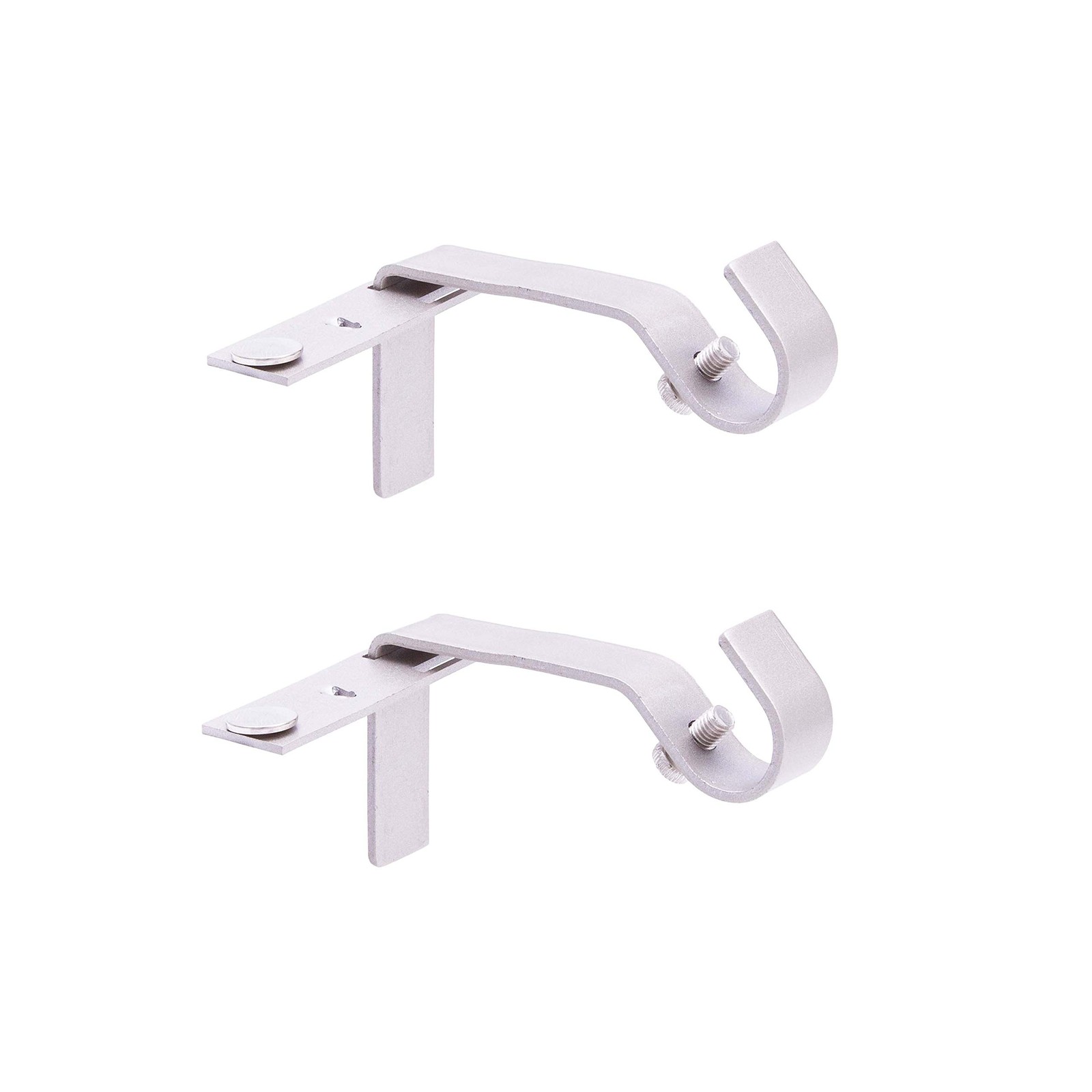 Brushed Nickel No Measure Curtain Rod Brackets Fast Fit For 5 8 Inch Rods
