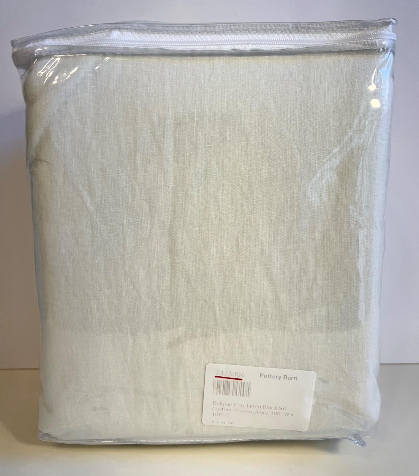 Pottery Barn Belgian Flax Linen Curtain 100×108 DOUBLE WIDE ~ IVORY BLACKOUT