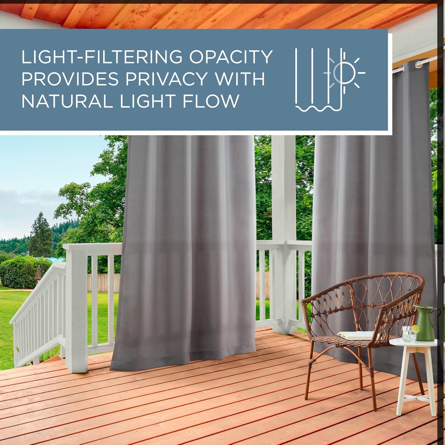 Luxury 2-Pack Light Filtering Curtains, 54″x108″, Water Resistant, Cloud Grey