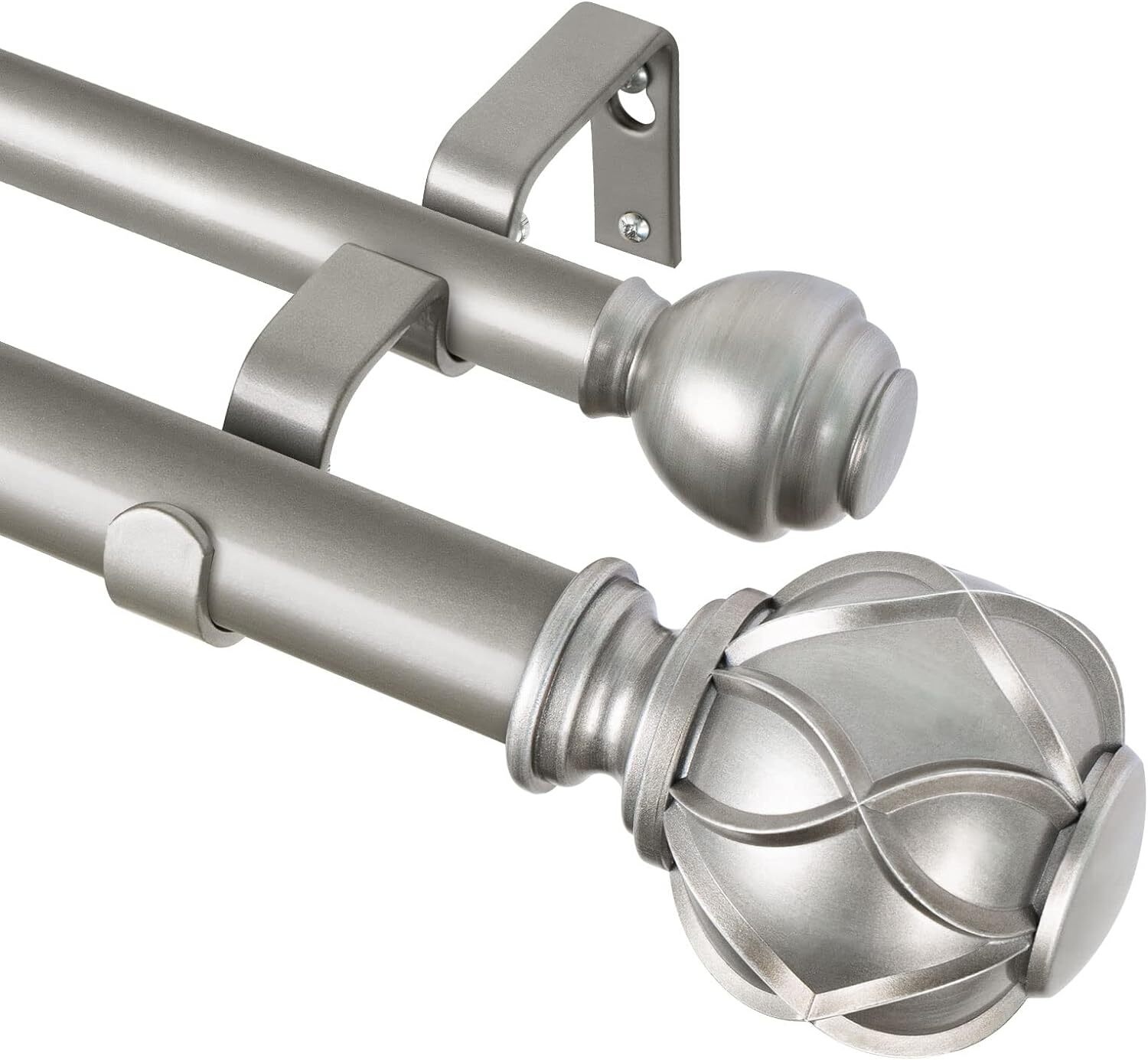 Kamanina 72 To 144 Inch Antique Silver Telescoping Double Curtain Rods