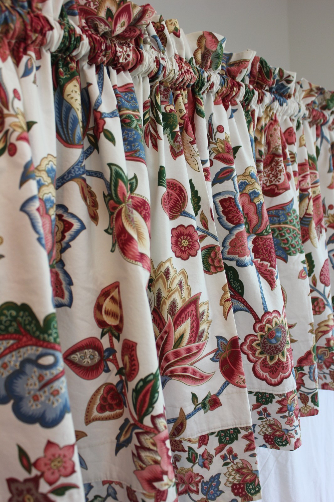 Custom Jacobean Floral Knightsbridge Valance 77×23 Dual Header Vintage 1990s