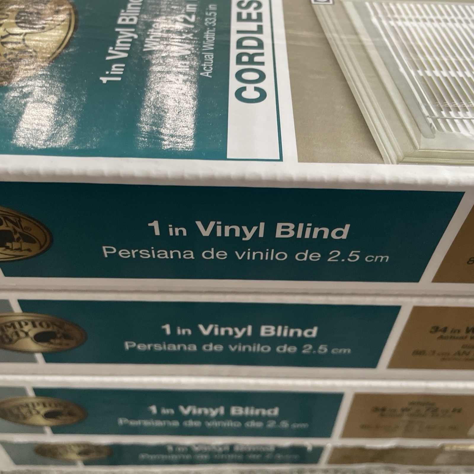 34″ X 72″ Hampton Bay White Cordless 1 in. Room Darkening Vinyl Blinds