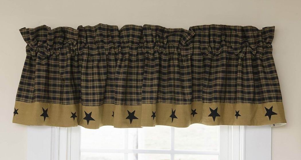 Your Heart’s Delight Valance Primitive Star, Black 72″L x 14″W NEW