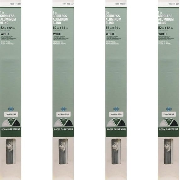 Case of 4: Home Depot 1″ Room Darkening Cordless Aluminum Blind (52″ W x 64″ L)