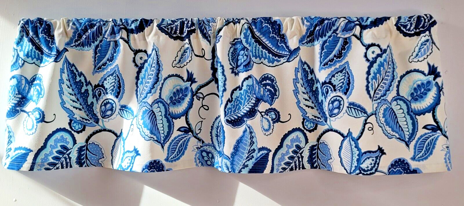 Blue and White Valance, Waverly Fantasy Fleur Valance Curtain