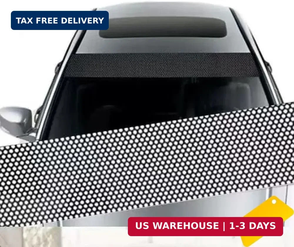 2 Pack Car Windshield Sunshade Vinyl Sticker One-Way Perforated Windshield Tint