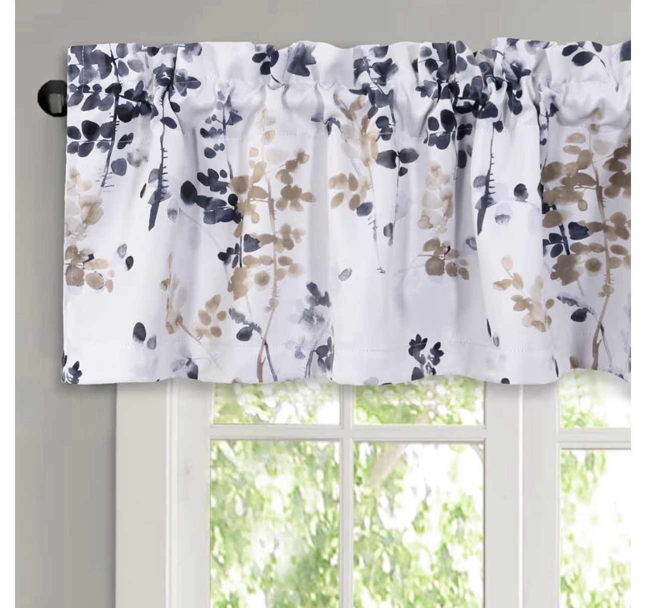 Valance Bluestone/Taupe 52×18 1Panel Thermal Insulated Rod Pocket Window Curtain