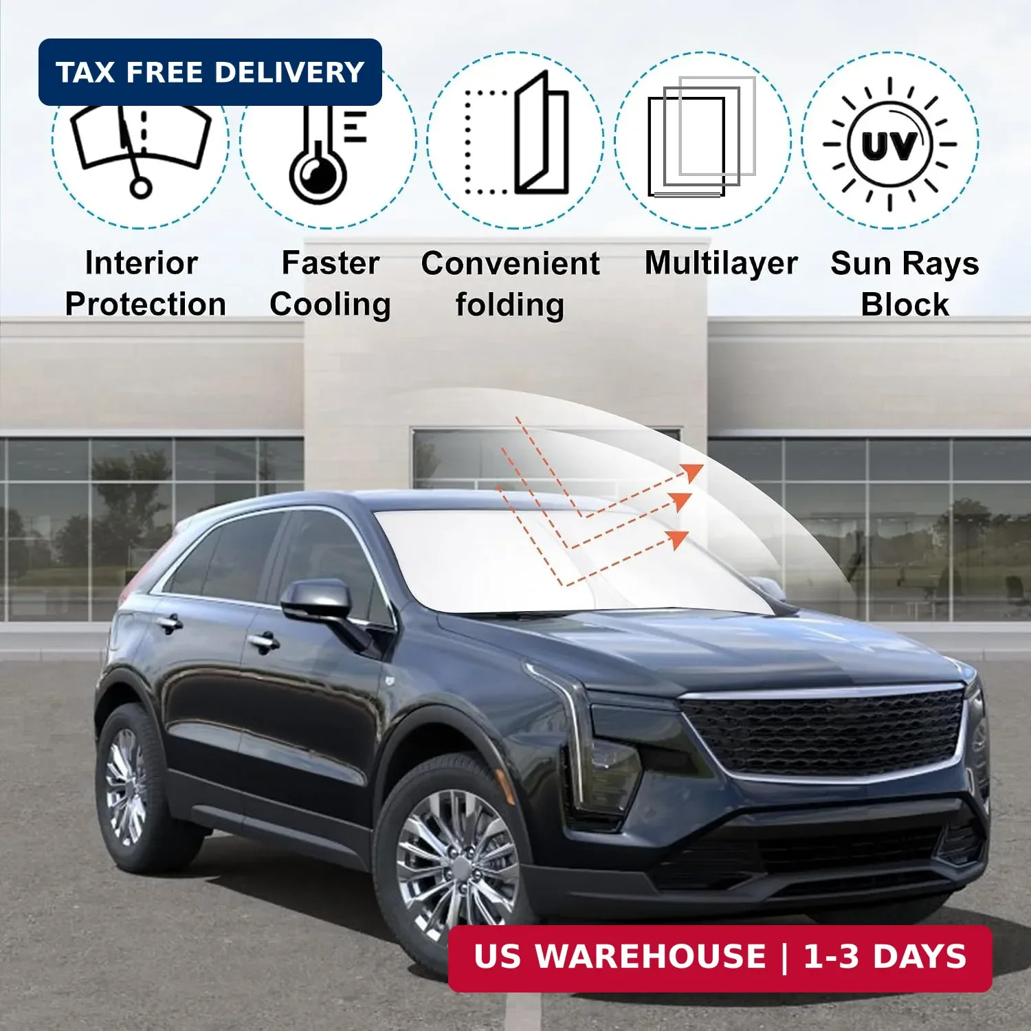 Windshield Sun Shade Custom Fit for 2019 2020 2021 2022 2023 2024 2025 Cadillac