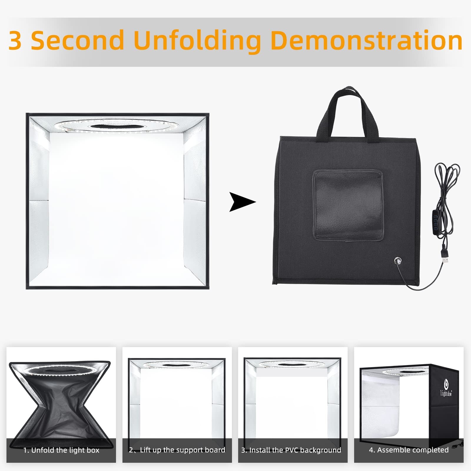 Lightdow 12x12x12 Photo Studio Light Box Photography with Desktop Tripod 120…