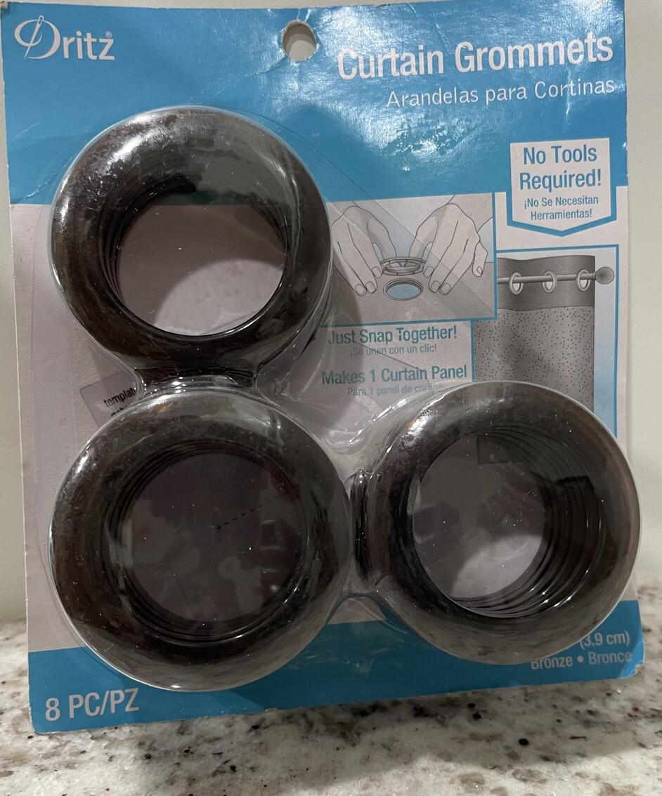 Package Of 8 Bronze Dritz Curtain Grommets 8 Pieces 1 9/16 inch New