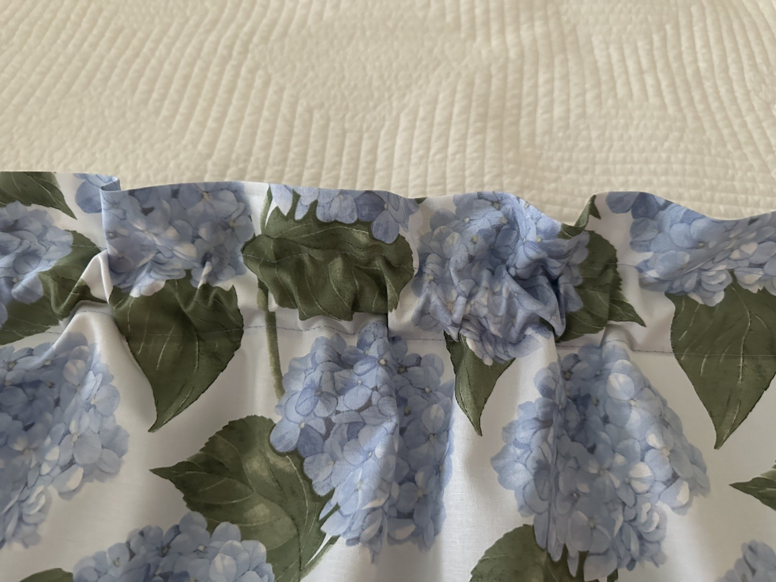 Hydrangea Valance in Blue. New Hand Made in the USA