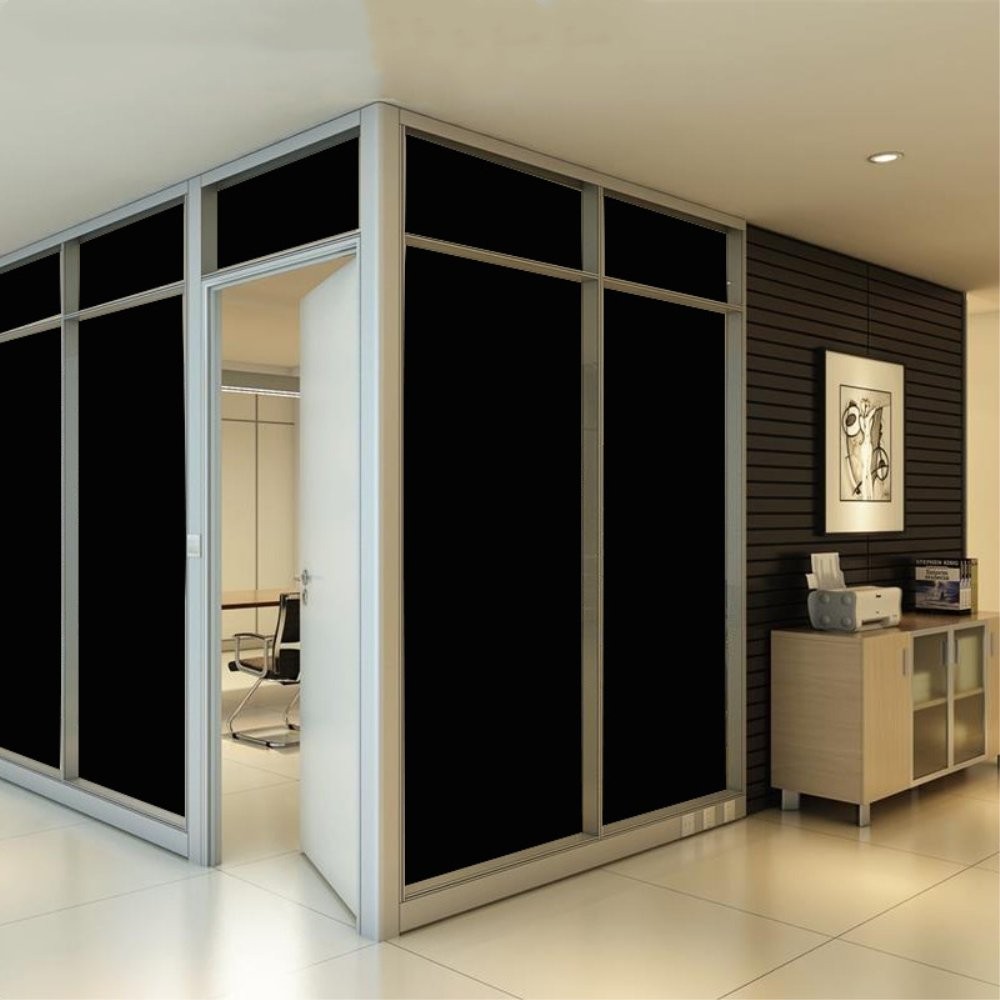 Static Cling Total Blackout Window Film Privacy Room Darkening Window Tint Bl…