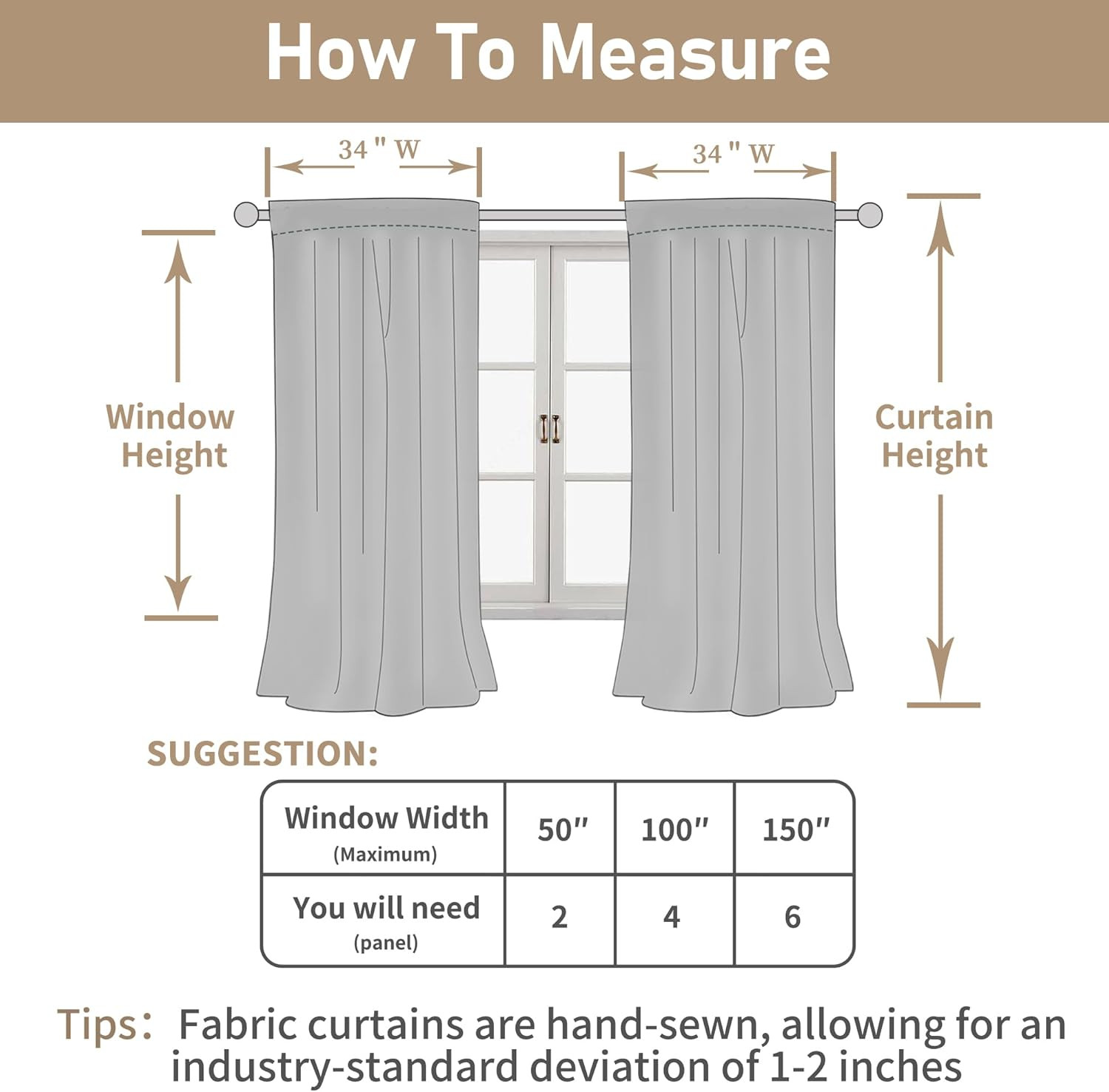 Linen Curtains 40 Inch Length 2 Panels, Cream Ivory Semi Sheer Light Filtering P