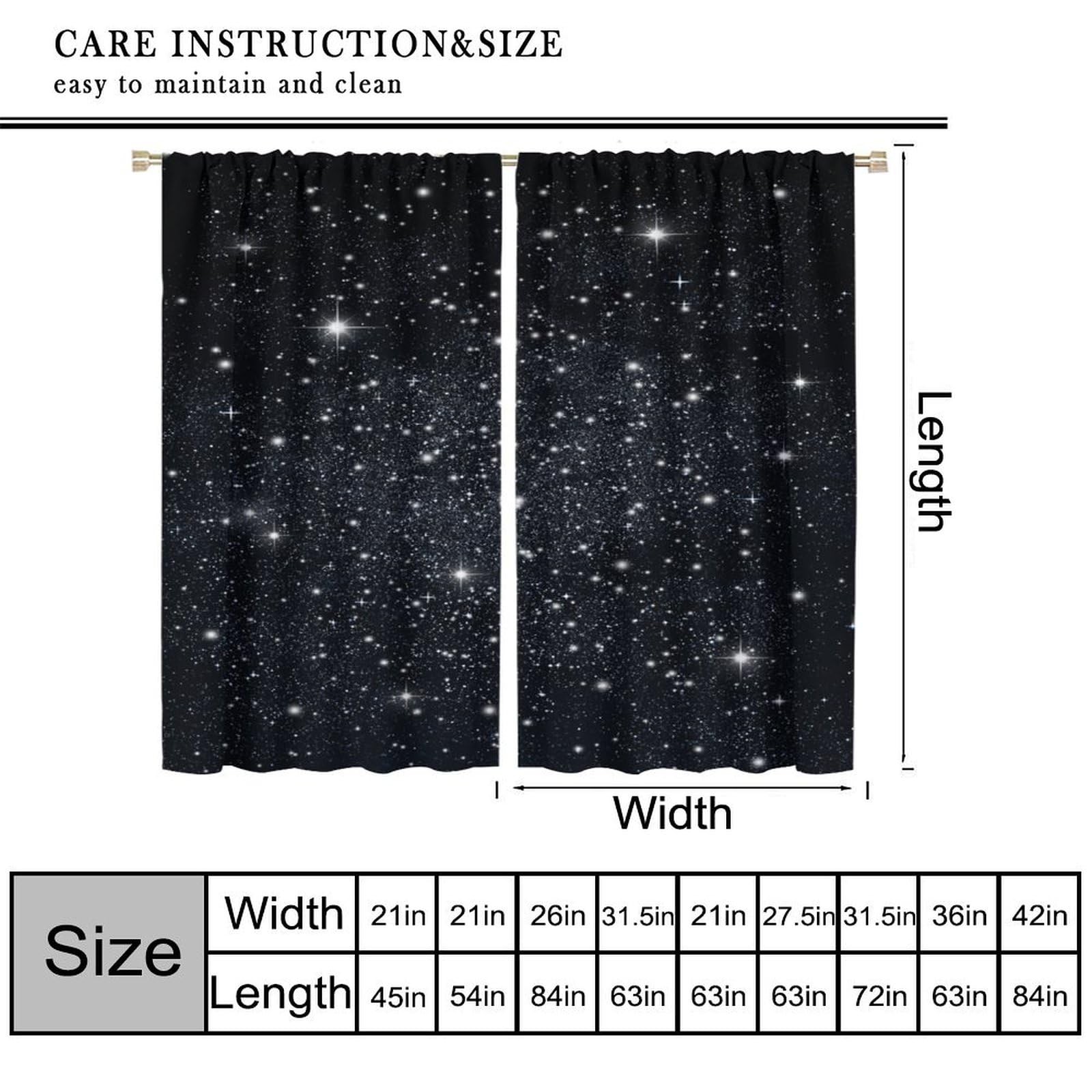 Galaxy Blackout Curtains Night Starry Sky Stars Fantasy Galaxy Universe Art P…