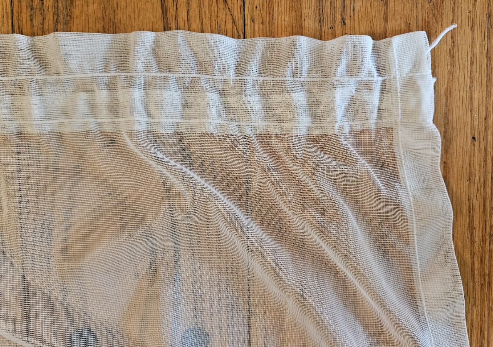 Vtg Sheer Ecru Floral Lace Rod Top Scalloped Edge Curtian Panels (3) 55″x79.5″