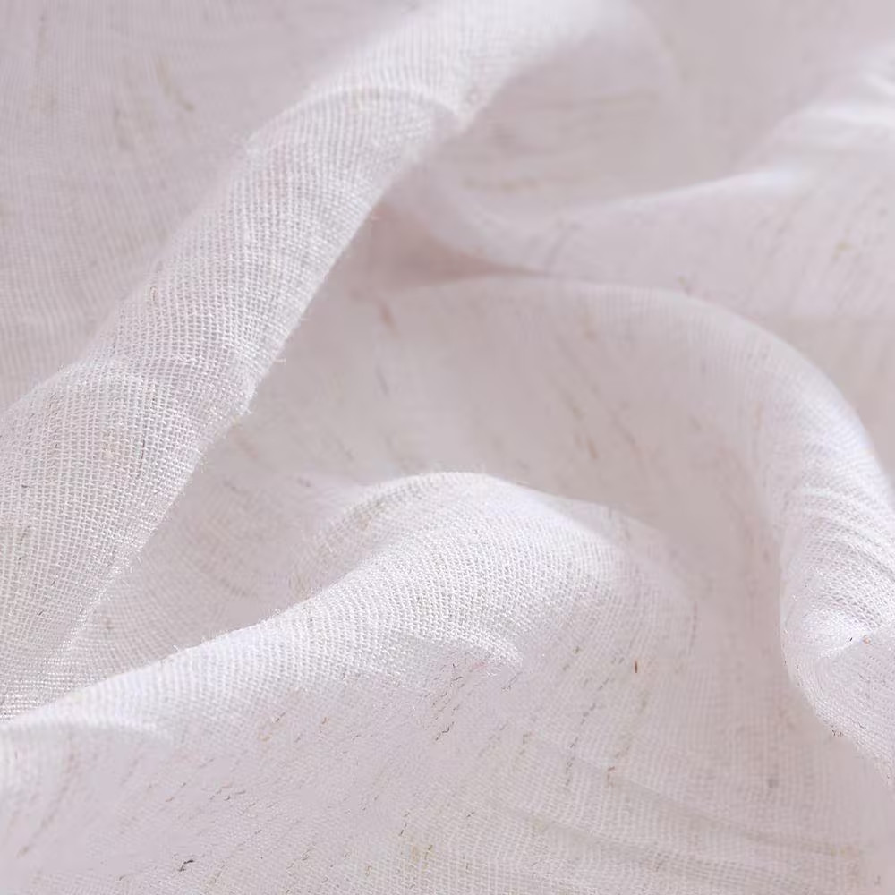 Charter Off-White Faux Linen Solid 50 In. W X 63 In. L Rod Pocket Sheer Curtain