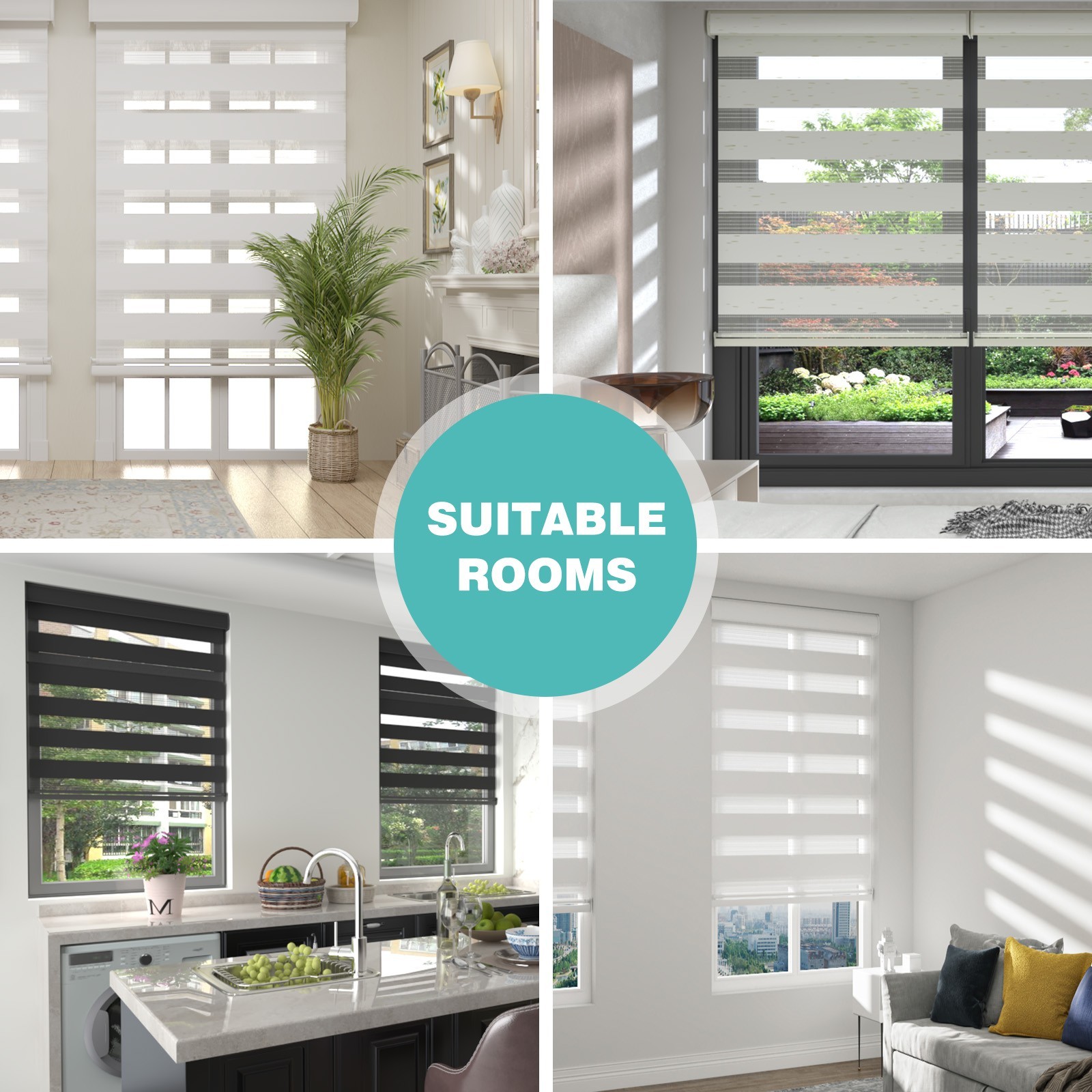 Changshade 85% Blackout Window Blinds Roller Sheer Shades Zebra Shade Anti Uv