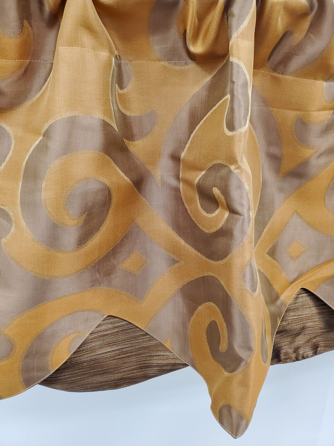 Scroll Custom Lined Valance or Unlined Tiers Jacquard Scroll VINTAGE NEW RARE